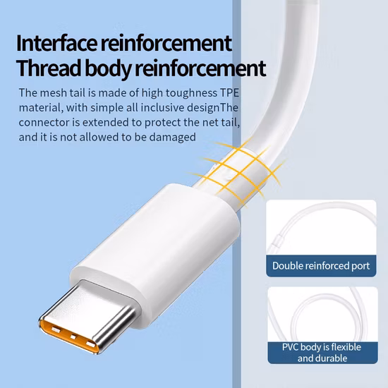 Cabo de carregamento super rápido premium 6A de fábrica Cabo USB C Tipo C Cabo de dados de carregador rápido para Samsung